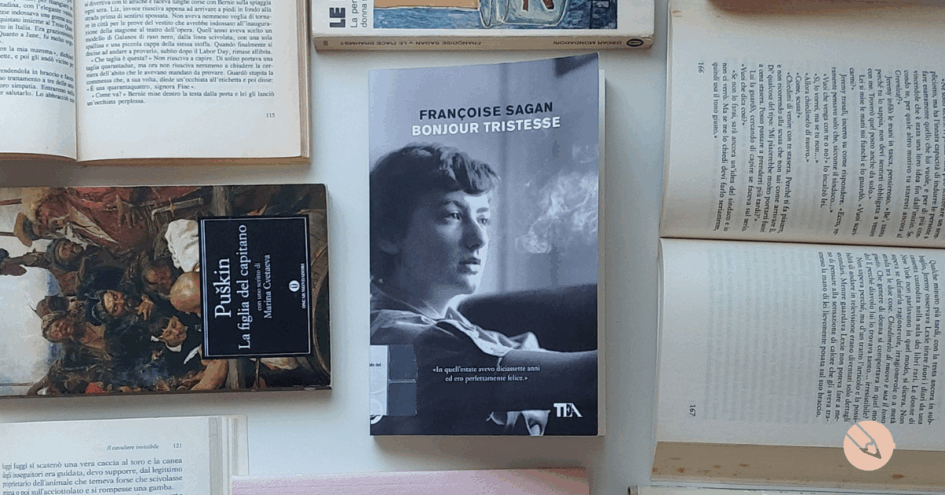 Copertina di Bonjour Tristesse, libro di Françoise Sagan, 1954.